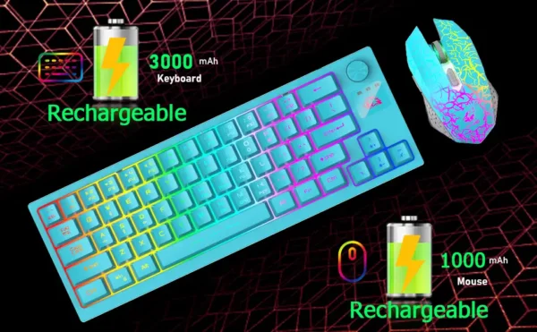 ZIYOU LANG T50 Wireless Gaming Keyboard and RGB Backlit Mouse Combo with Crack Pattern Design
