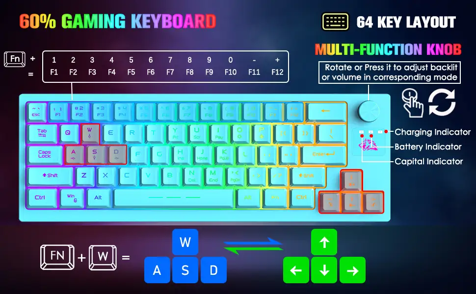 ZIYOU LANG T50 Wireless Gaming Keyboard and RGB Backlit Mouse Combo with Crack Pattern Design